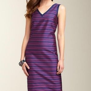 Talbots Pink/Blue Striped Sleeveless Dress Sz4 Cotton/Silk